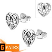 Celtic Knot Heart Stud Silver Earrings, ep325st